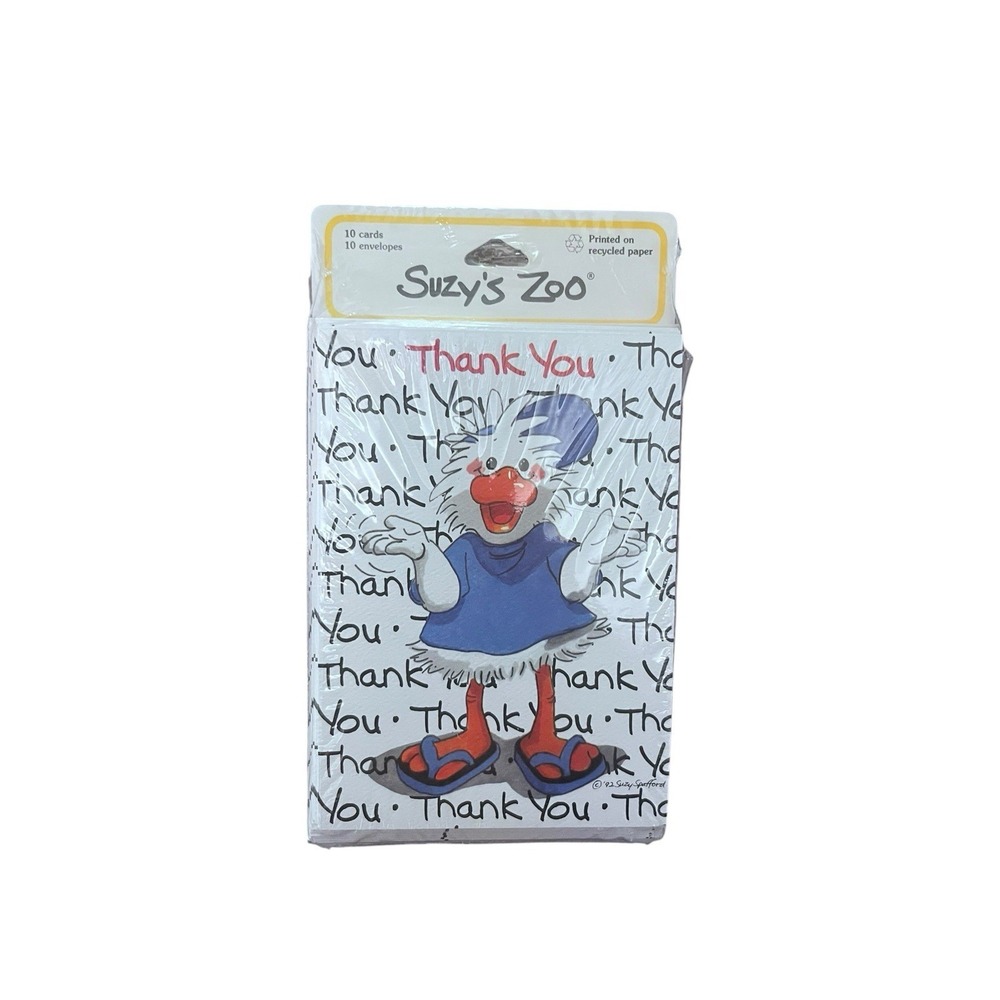 Vintage Suzy's Zoo Thank You‎ Cards 10 Total TY7301 With Envelopes New Sealed